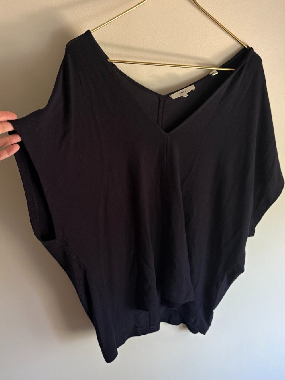 Vince Black double V tunic-style top, XL